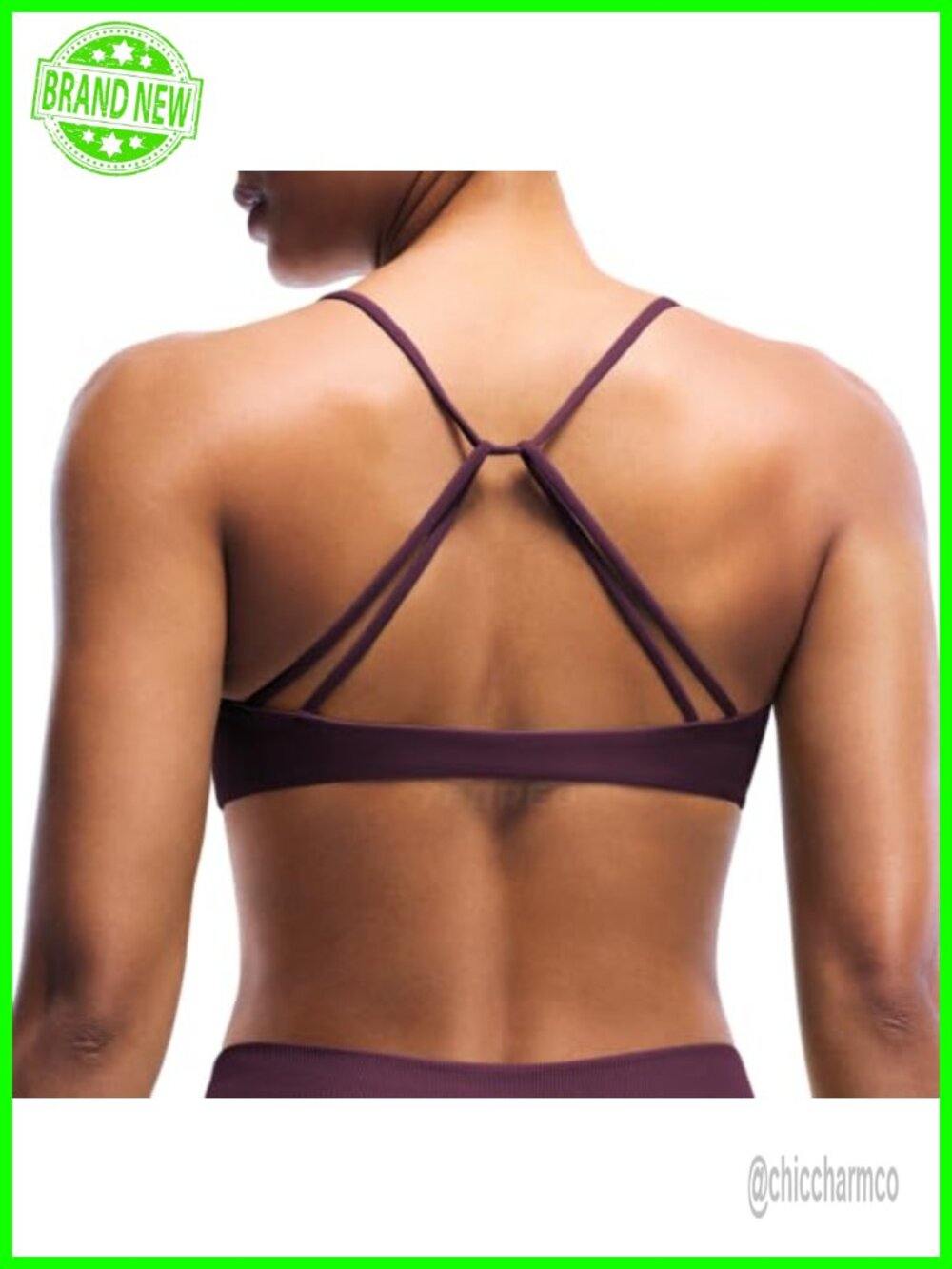 Women's Sports Bra Plunge Open Back Adjustable Straps Removable Pads
